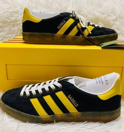 Gucci X Adidas Collaboration Gazelle Sneakers Black Color