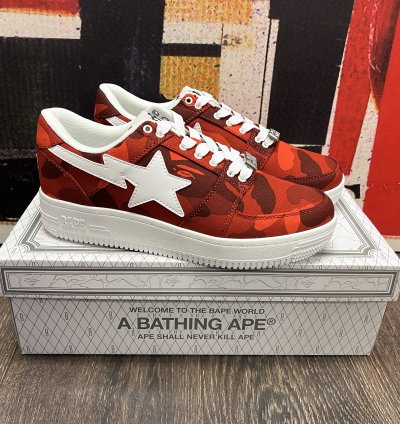 2018 Bape Color Camo Bapesta M2 Low Red White