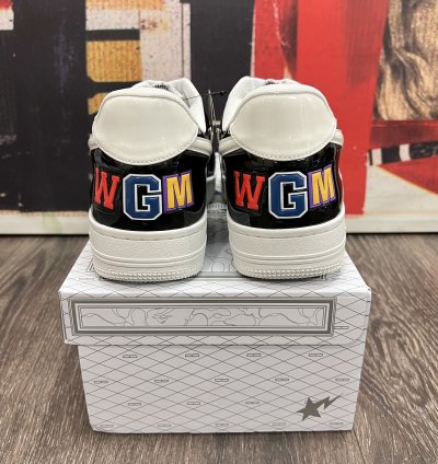 2021 Bape Bapesta Low M1 Color Block Shark Face Black White