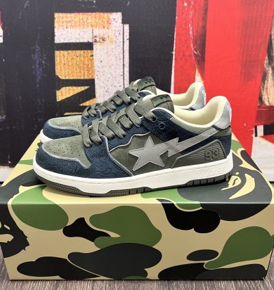 2022 Bape Sk8 Sta Army Olive Green Dark Navy Blue
