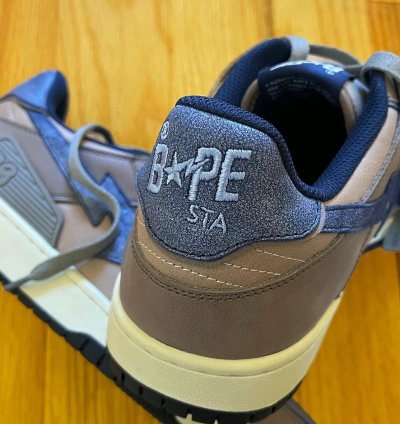 2022 Bape Sk8sta Low Top Denim Brown Sneakers