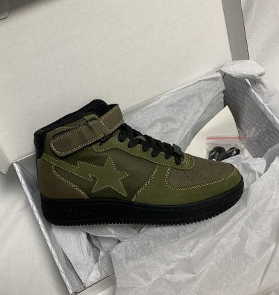 9 Ds Bape Sta Military Mid Leather Suede Olive