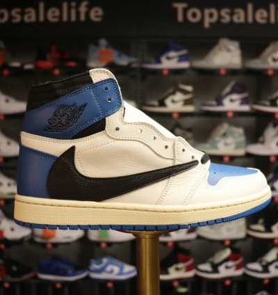 Fragment Design X Travis Scott X Air Jordan 1 Retro High military Blue Dh3227-105