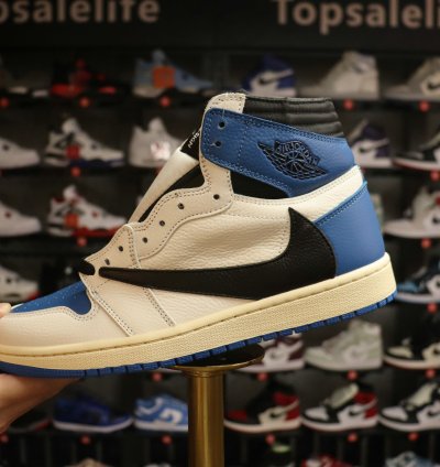 Fragment Design X Travis Scott X Air Jordan 1 Retro High military Blue Dh3227-105