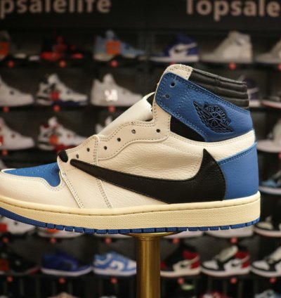 Fragment Design X Travis Scott X Air Jordan 1 Retro High military Blue Dh3227-105
