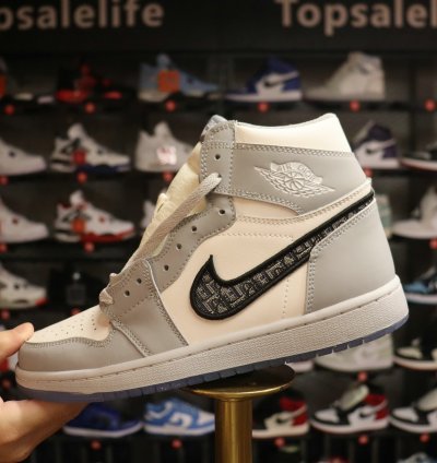 Dior X Air Jordan 1 High Og white Wolf Grey Cn8607-002