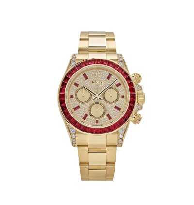 Rolex Daytona 126598tru Yellow Gold Ruby Bezel Diamond Pave Dial