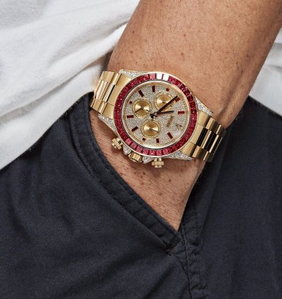 Rolex Daytona 126598tru Yellow Gold Ruby Bezel Diamond Pave Dial