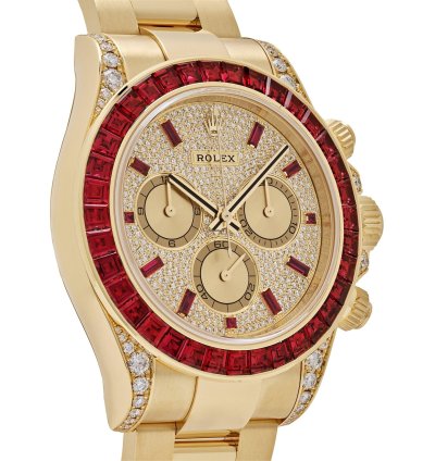 Rolex Daytona 126598tru Yellow Gold Ruby Bezel Diamond Pave Dial