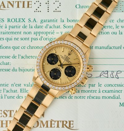 Rolex Daytona 6269 - 18k Yellow Gold - Factory Diamonds Bezel - Single Owner - Full Set