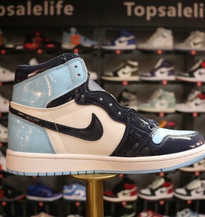 women Air Jordan 1 Retro High Og Blue Chill Unc Patent Cd0461-401