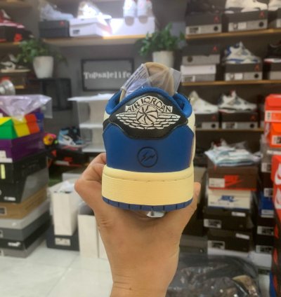 Air Jordan 1 Retro Low sail Black Military Blue Travis Scott