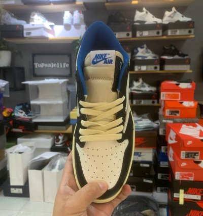 Air Jordan 1 Retro Low sail Black Military Blue Travis Scott
