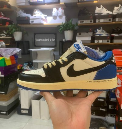 Air Jordan 1 Retro Low sail Black Military Blue Travis Scott