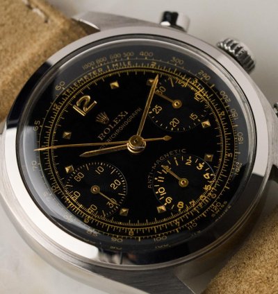 Rolex Chronograph 6034 Pre Daytona - Monoblock Case - Rare Black Gilt Dial - Mint Conditions
