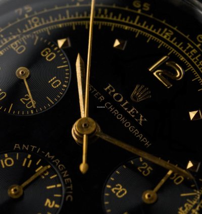 Rolex Chronograph 6034 Pre Daytona - Monoblock Case - Rare Black Gilt Dial - Mint Conditions