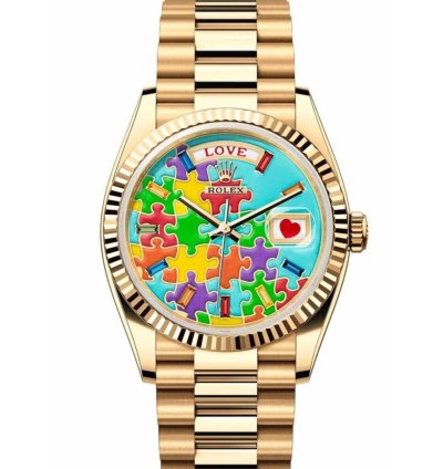 Rolex Day-date 36 Puzzle Dial 18k Yellow Gold 128238 - Ats-w008124