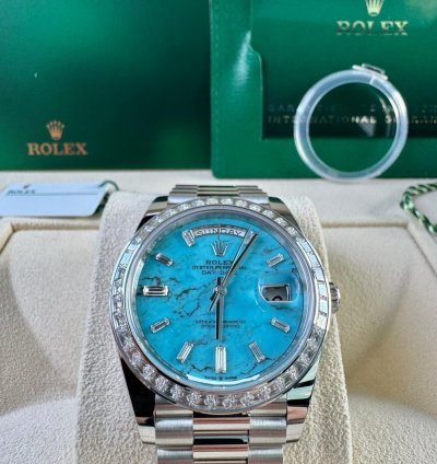 Rolex Day-date 40 Bnib Off Catalog Platinum Turquoise Dial 228396tbr-0040