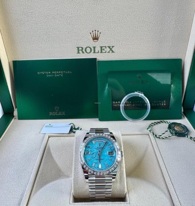 Rolex Day-date 40 Bnib Off Catalog Platinum Turquoise Dial 228396tbr-0040