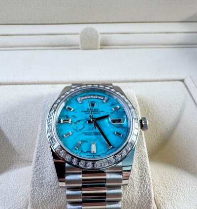 Rolex Day-date 40 Bnib Off Catalog Platinum Turquoise Dial 228396tbr-0040
