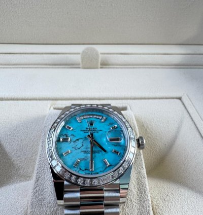 Rolex Day-date 40 Bnib Off Catalog Platinum Turquoise Dial 228396tbr-0040