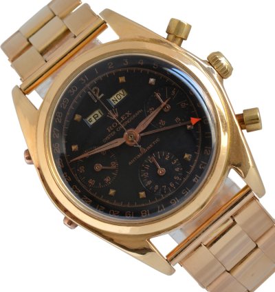 Rolex Chronograph Dato Compax 4767 Jean-claude Killy Chronograph Black Dial Pink Gold 18kt 1947