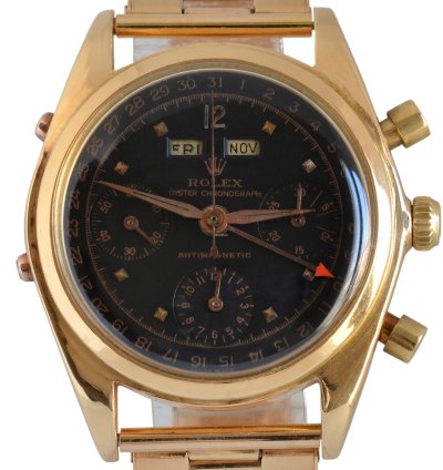 Rolex Chronograph Dato Compax 4767 Jean-claude Killy Chronograph Black Dial Pink Gold 18kt 1947