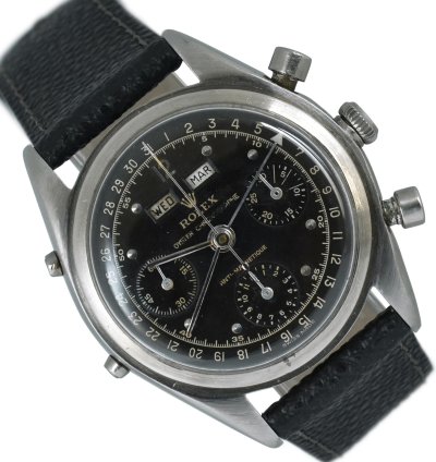 Rolex Chronograph Dato Compax 4767 Jean-claude Killy Chronograph Black Dial Very Rare 1947