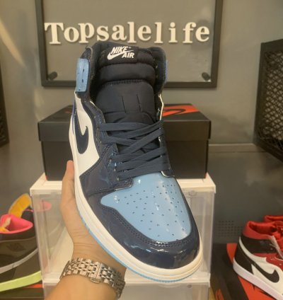 women Air Jordan 1 Retro High Og Blue Chill Unc Patent Cd0461-401