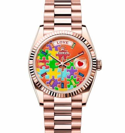 Rolex Day-date 36 Puzzle Dial 18k Rose Gold 128235 - Ats-w008123