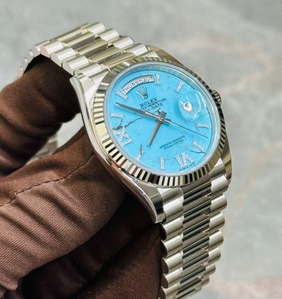 Rolex Day-date 36 White Gold Turquoise Diamond Dial