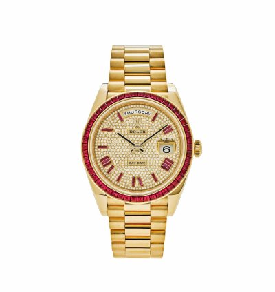 Rolex Day-date 40 228398tru Yellow Gold Roman Dial Ruby Bezel