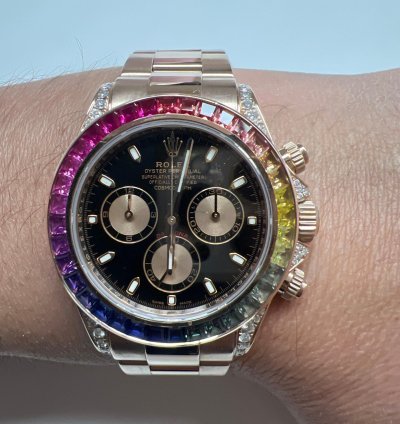 Rolex Daytona 116505 Rainbow Rose Gold Custom Diamonds