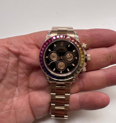 Rolex Daytona 116505 Rainbow Rose Gold Custom Diamonds