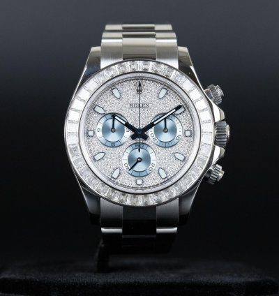 Rolex Daytona 116576tbr Daytona Platinum Pave Dial Baguette Diamond Bezel