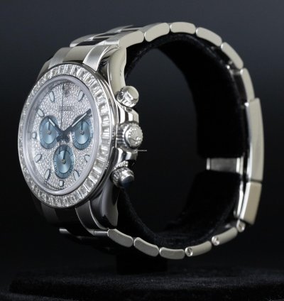 Rolex Daytona 116576tbr Daytona Platinum Pave Dial Baguette Diamond Bezel