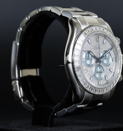 Rolex Daytona 116576tbr Daytona Platinum Pave Dial Baguette Diamond Bezel