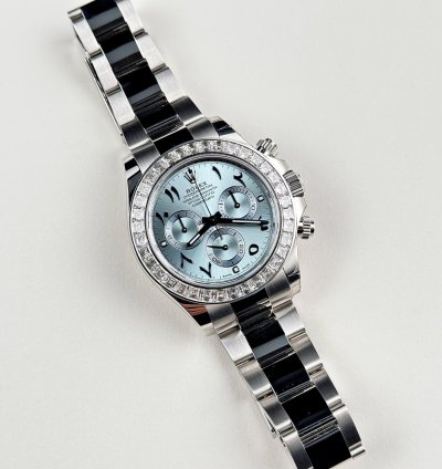 Rolex Daytona 116576tbr Platinum Diamond Ice Blue Arabic Dial 2023