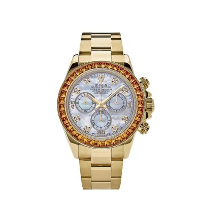 Rolex Daytona 116578saco Yellow Gold Sapphire Bezel Mother Of Pearl Dial 2019