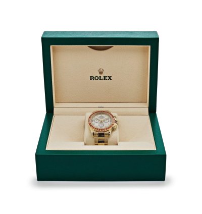 Rolex Daytona 116578saco Yellow Gold Sapphire Bezel Mother Of Pearl Dial 2019