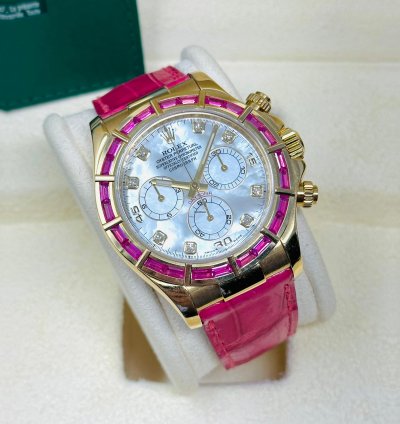 Rolex Daytona 116588saro Factory Pink Sapphire Bezel Mop Dial 1 Of 10 Pieces