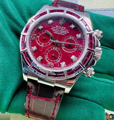 Rolex Daytona 116589salv White Gold Ruby Set Bezel Rubellite Dial
