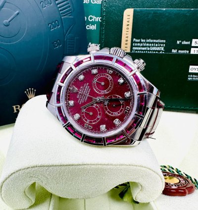 Rolex Daytona 116589salv White Gold Ruby Set Bezel Rubellite Dial