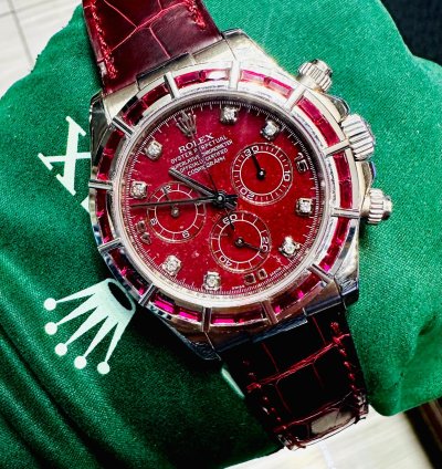 Rolex Daytona 116589salv White Gold Ruby Set Bezel Rubellite Dial