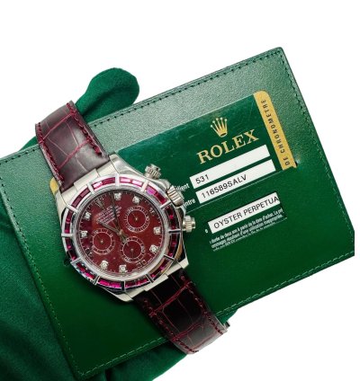 Rolex Daytona 116589salv White Gold Ruby Set Bezel Rubellite Dial