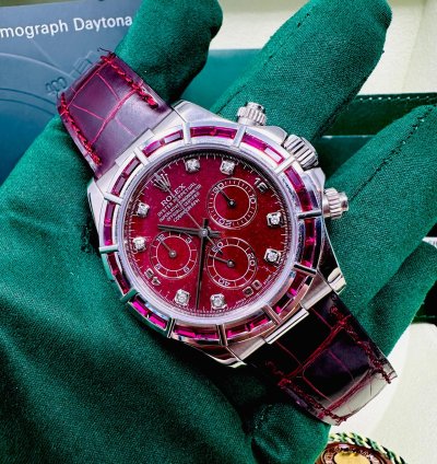 Rolex Daytona 116589salv White Gold Ruby Set Bezel Rubellite Dial