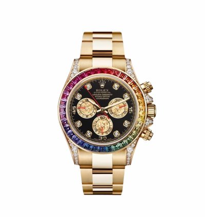 Rolex Daytona 116598rbow Rainbow Yellow Gold Black Dial Sapphire Bezel