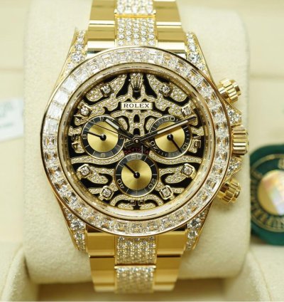 Rolex Daytona 116598tbr Neu 2022 Full Set Eye Of The Tiger Pave Yellow Gold Gelbgold