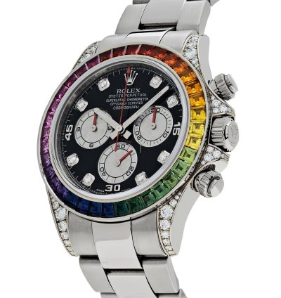 Rolex Daytona 116599rbow Rainbow White Gold Black Diamond Dial Sapphire Bezel