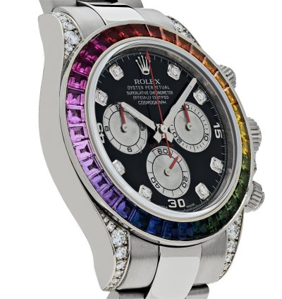 Rolex Daytona 116599rbow Rainbow White Gold Black Diamond Dial Sapphire Bezel